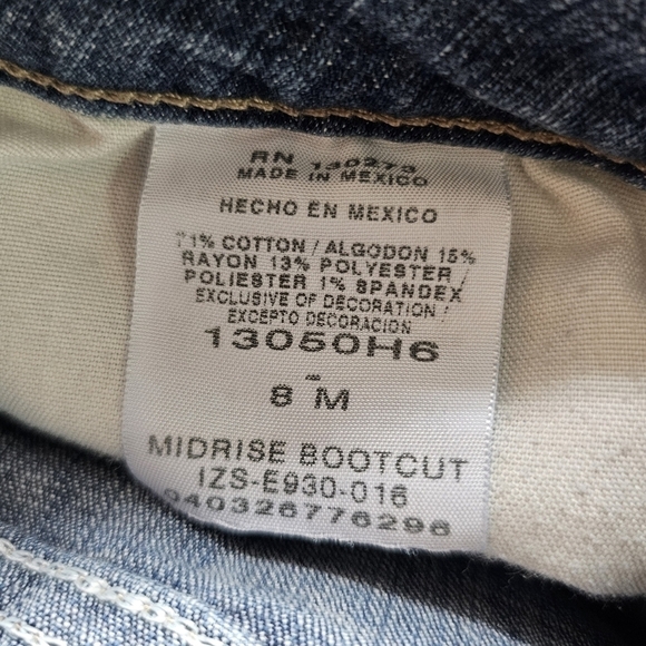 Riders by Lee mid-rise bootcut classic stretchy embroidered pockets jeans Sz 8 - Picture 6 of 6
